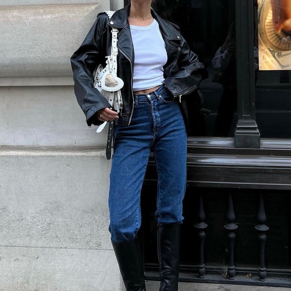 Zara sheep leather biker jacket black - Picture 2 of 16